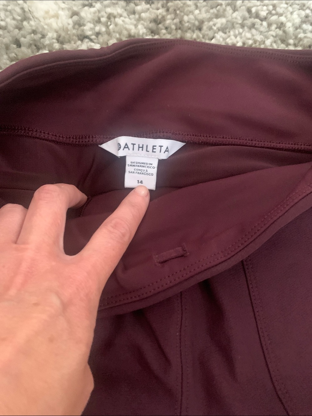Athleta Women's Cargo Track Joggers in Burgundy - Picture 2 of 4